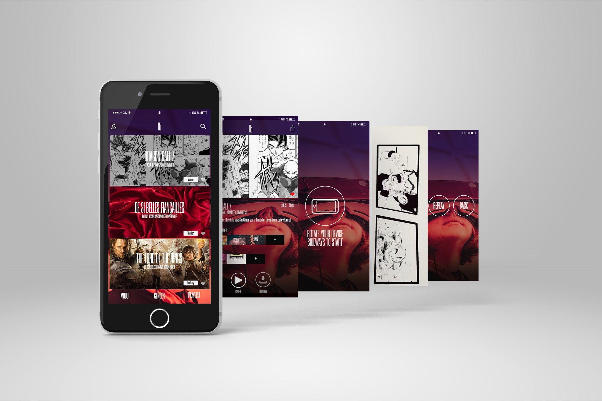 Immersive Book app screens